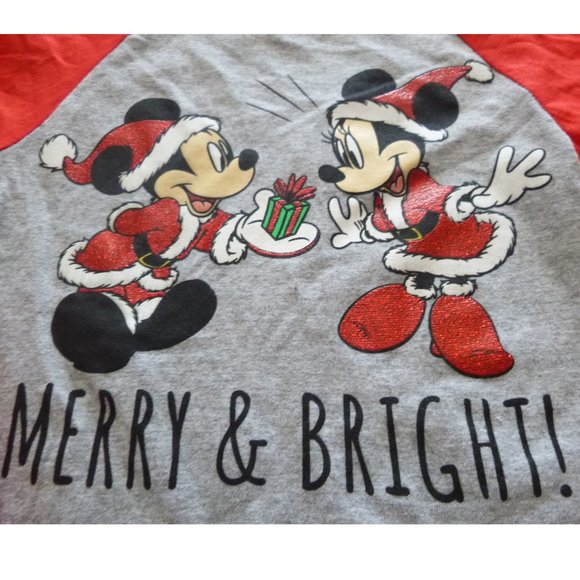 Toddler Girls MICKEY & MINNIE Mouse Christmas T-Shirt Size 2T 3T 4T 5T NWT Santa - Picture 2 of 2